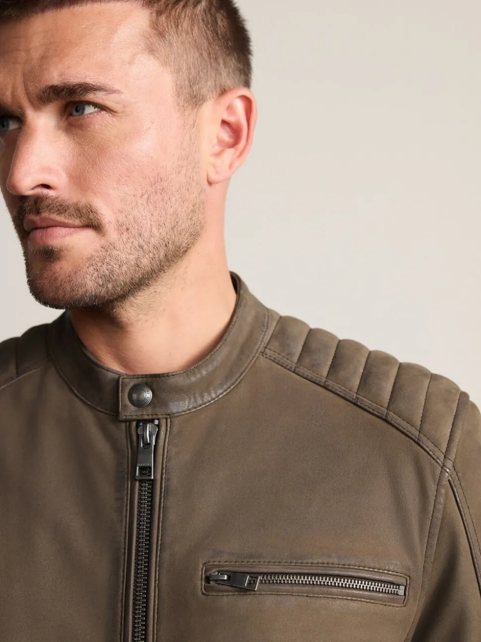 Brown Nubuck Signature Leather Racer Jacket