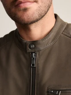 Brown Nubuck Signature Leather Racer Jacket