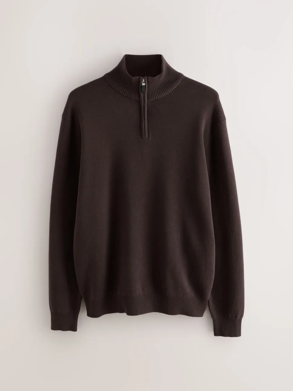 Brown Plain N.Premium Regular Fit 100% Cotton Premium Quarter Zip Jumper