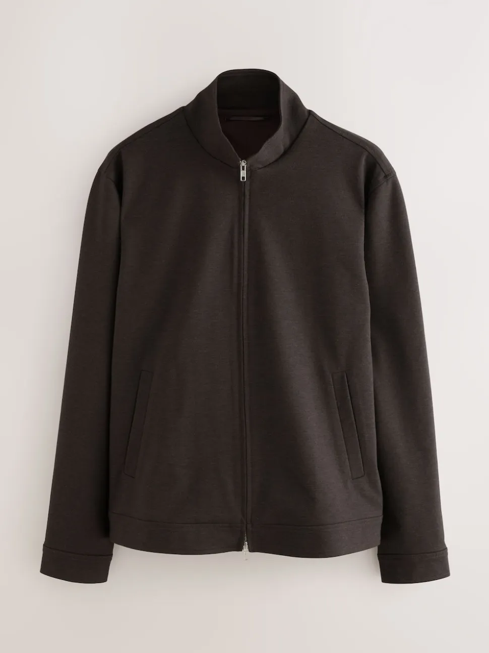 Brown Premium Smart Funnel Neck Zip Through With Wool