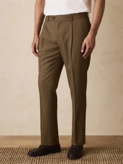 Brown Puppytooth Slim Fit Smart Textured Trousers