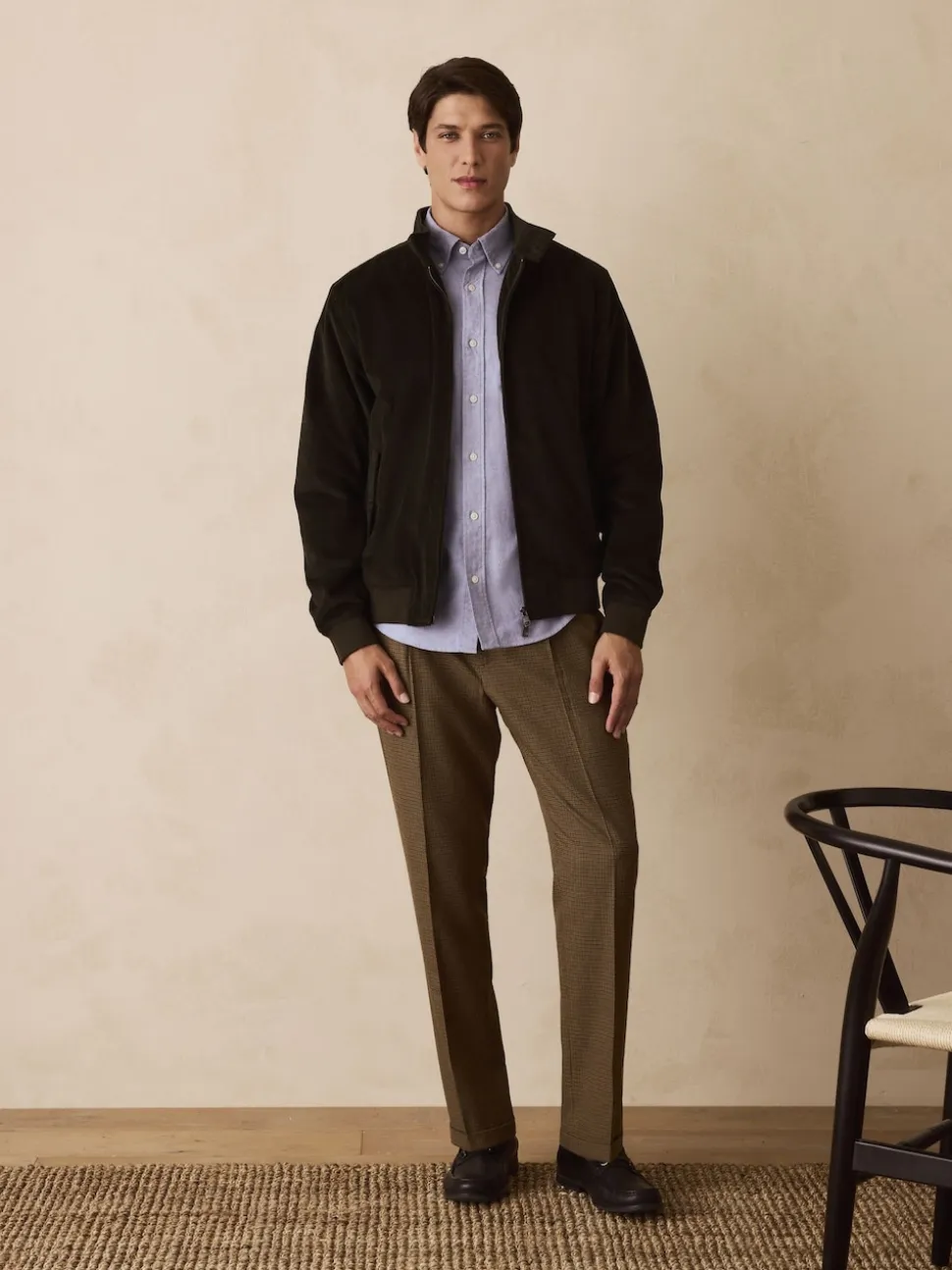 Brown Puppytooth Slim Fit Smart Textured Trousers