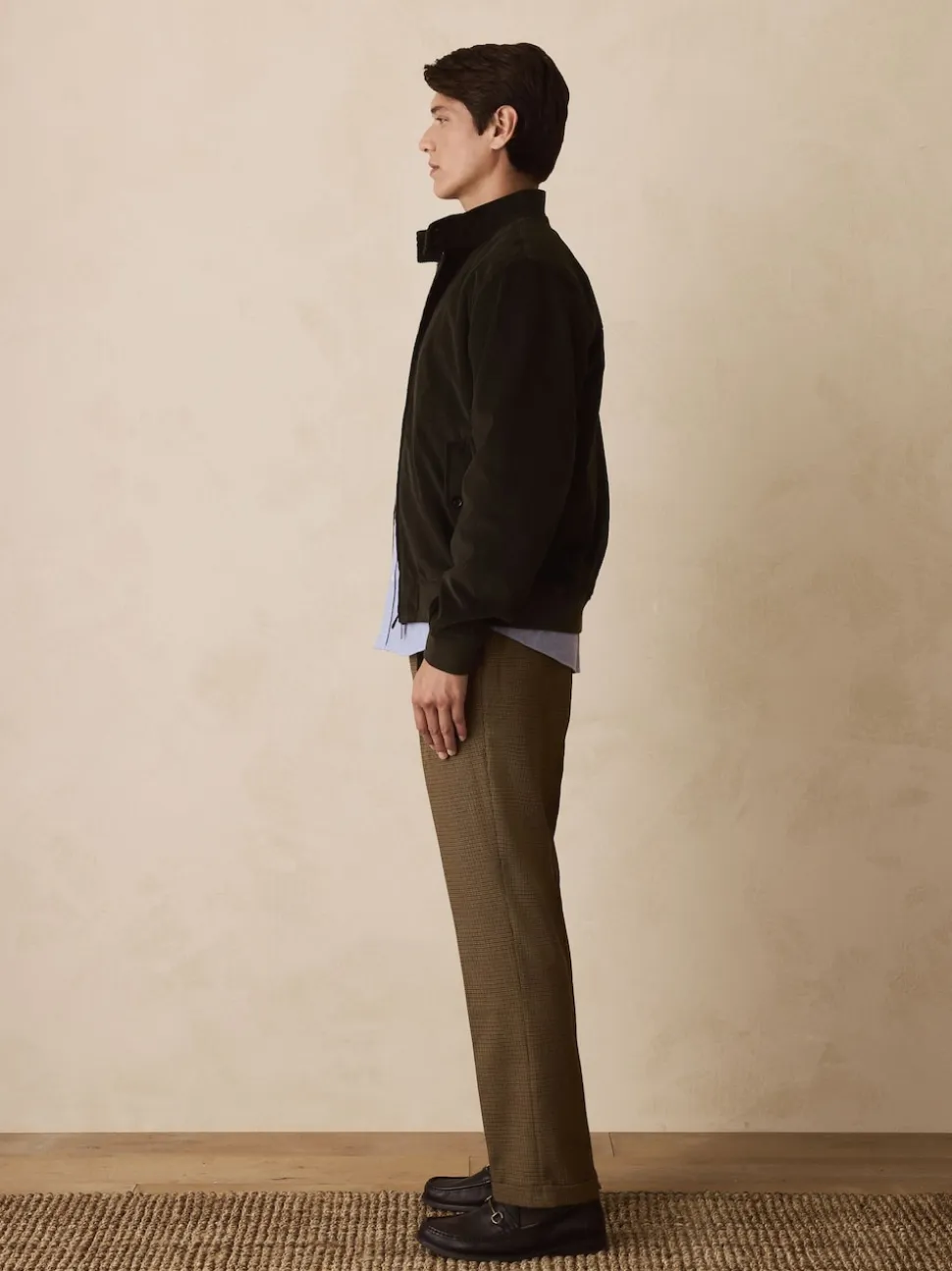 Brown Puppytooth Slim Fit Smart Textured Trousers