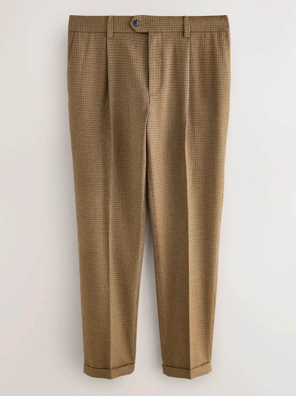 Brown Puppytooth Slim Fit Smart Textured Trousers