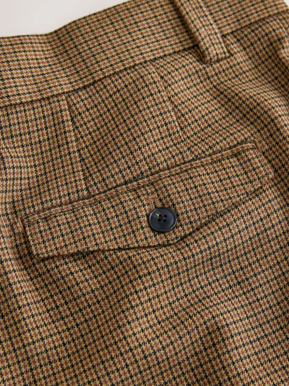 Brown Puppytooth Slim Fit Smart Textured Trousers