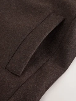 Brown Regular Fit Epsom Overcoat with Wool