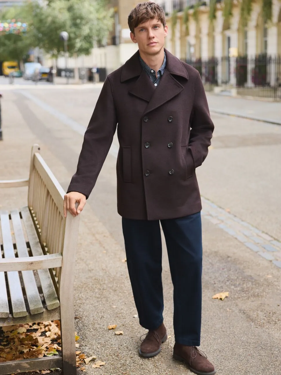 Brown Regular Fit N.Premium Soft Touch Peacoat with Wool