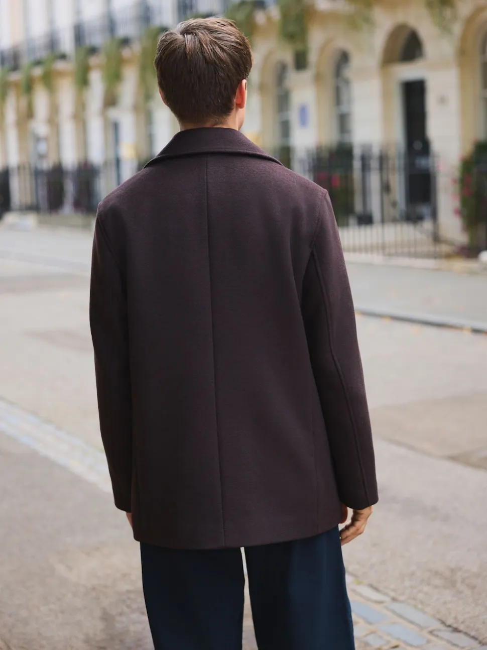 Brown Regular Fit N.Premium Soft Touch Peacoat with Wool