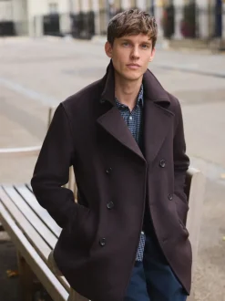 Brown Regular Fit N.Premium Soft Touch Peacoat with Wool