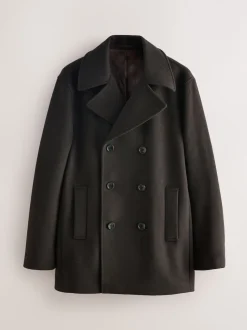 Brown Regular Fit N.Premium Soft Touch Peacoat with Wool