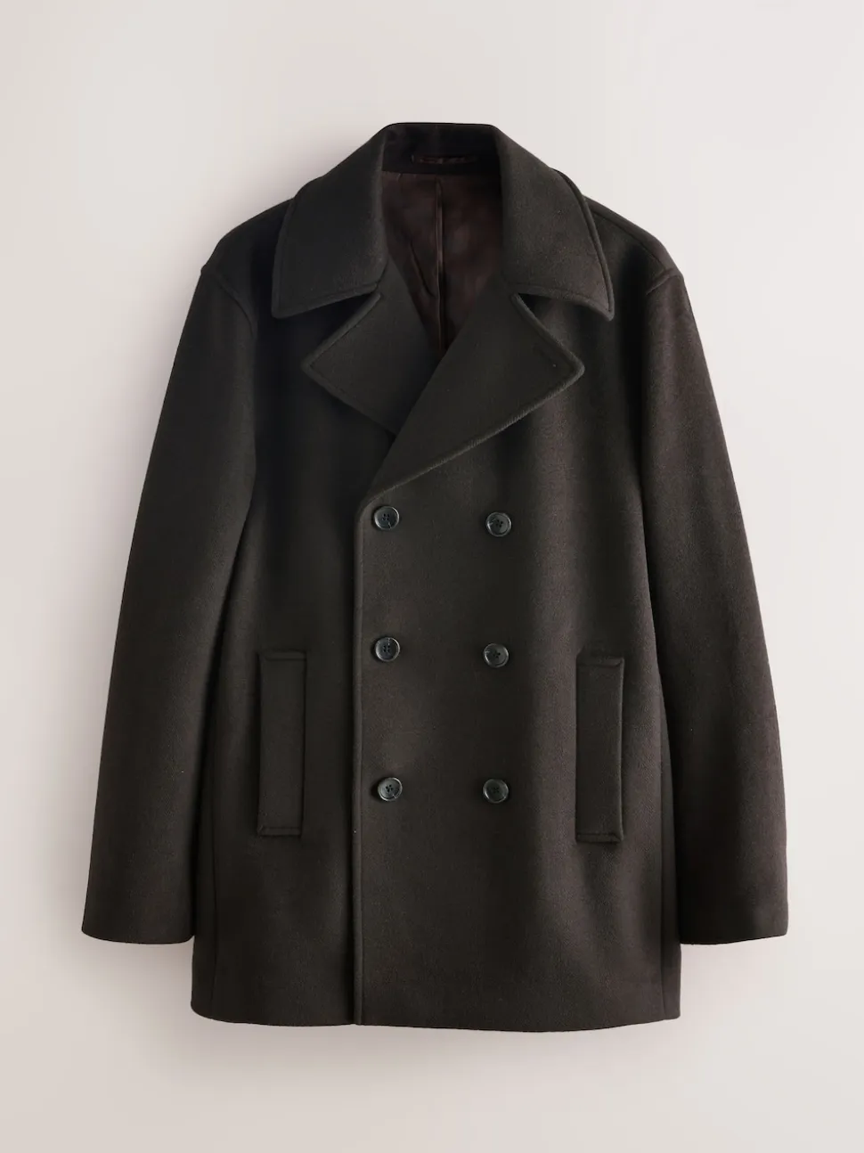 Brown Regular Fit N.Premium Soft Touch Peacoat with Wool