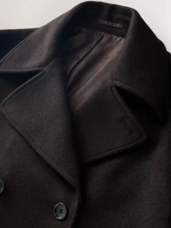Brown Regular Fit N.Premium Soft Touch Peacoat with Wool