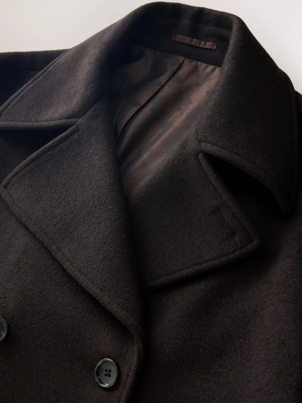 Brown Regular Fit N.Premium Soft Touch Peacoat with Wool