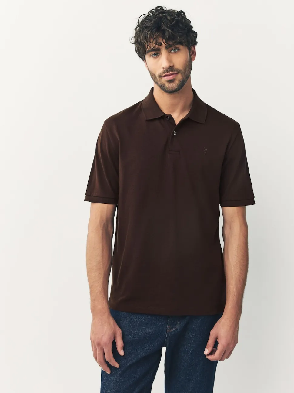 Brown Regular Fit Short Sleeve Pique Polo Shirt