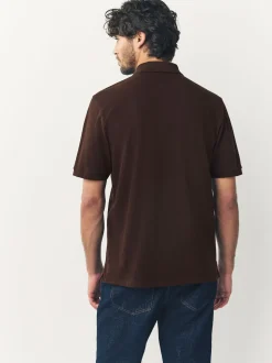 Brown Regular Fit Short Sleeve Pique Polo Shirt
