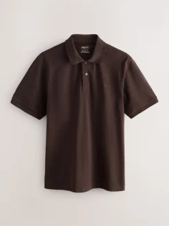 Brown Regular Fit Short Sleeve Pique Polo Shirt