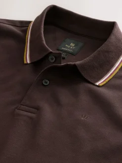 Brown Regular Fit Short Sleeve Tipped Polo Shirt