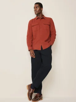 Brown Regular Fit Textured Waffle Long Sleeve Shirt