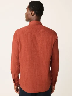 Brown Regular Fit Textured Waffle Long Sleeve Shirt