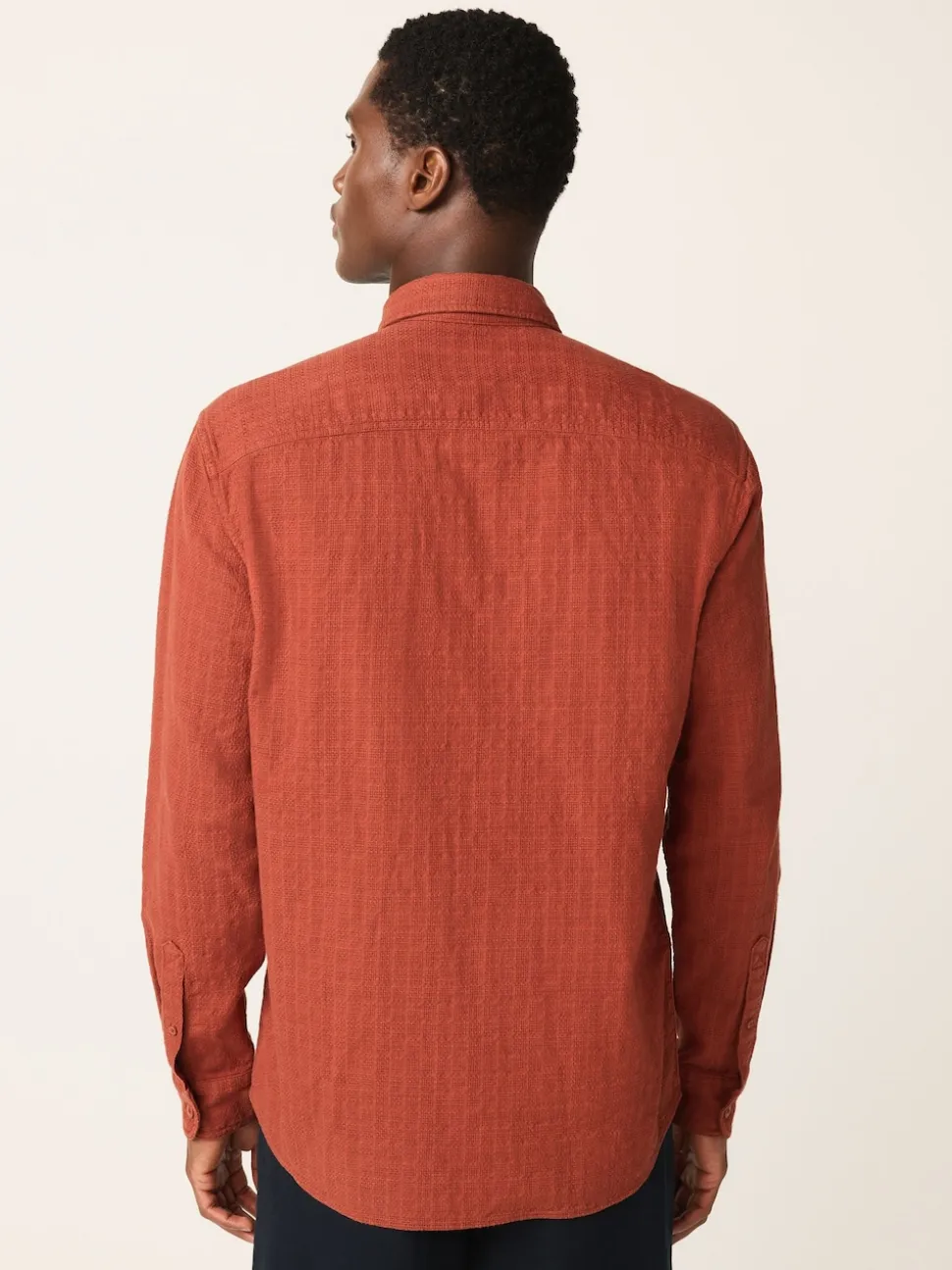 Brown Regular Fit Textured Waffle Long Sleeve Shirt