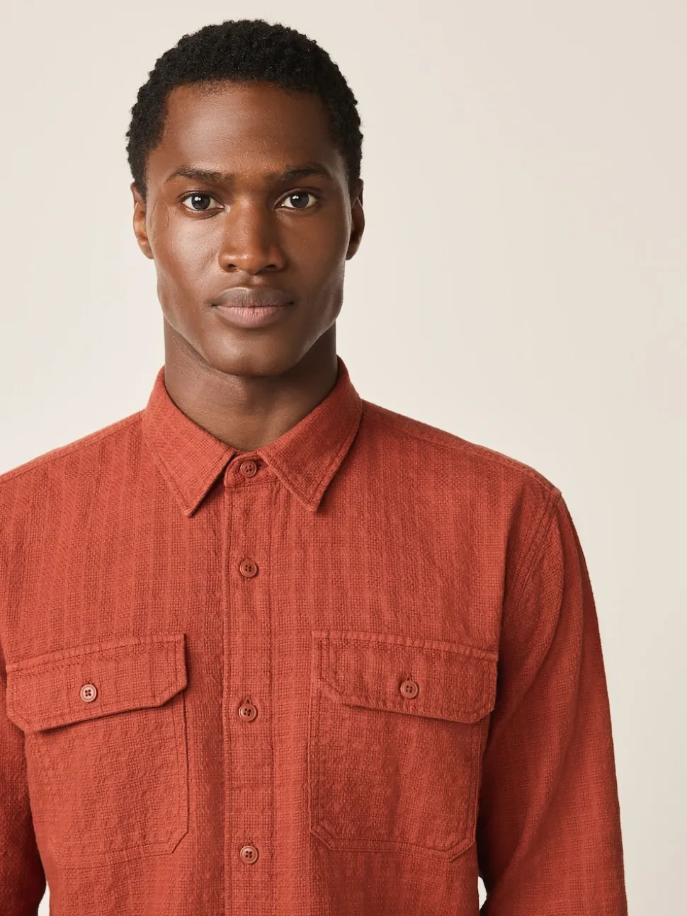 Brown Regular Fit Textured Waffle Long Sleeve Shirt