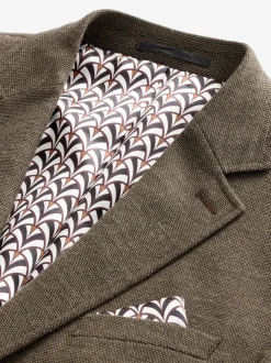 Brown Regular Fit Textured Smart Blazer