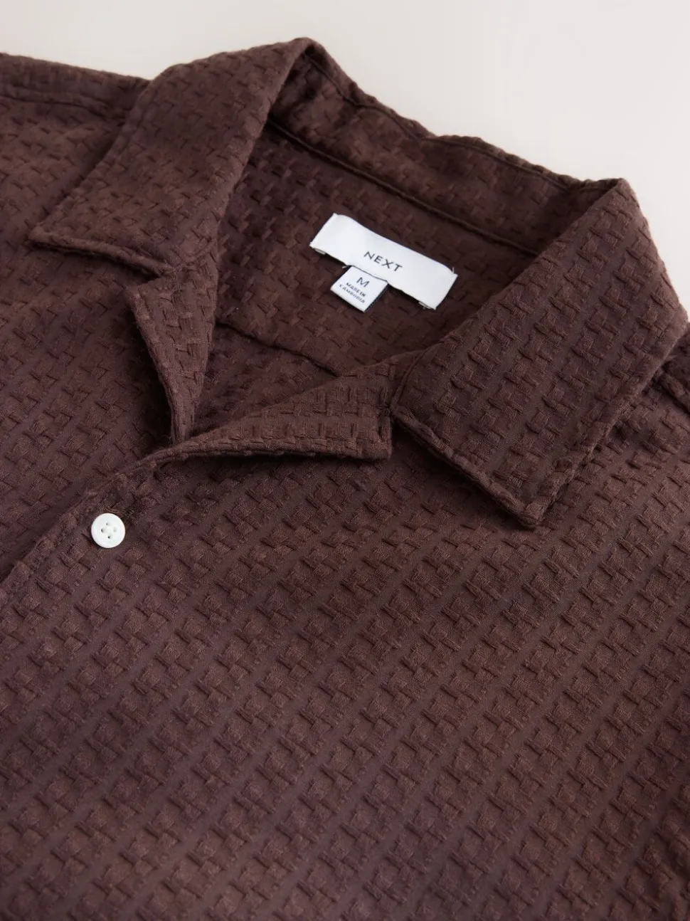 Brown Regular Fit Textured Waffle Short Sleeve Shirt