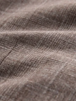 Brown Regular Fit Trimmed Check Suit Jacket