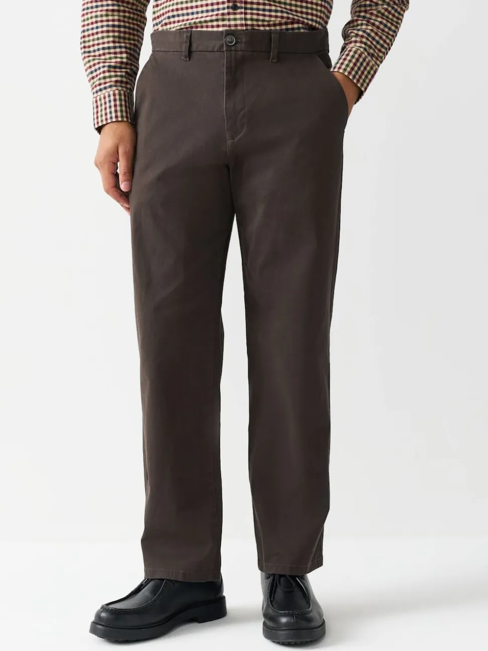 Brown Relaxed Fit Stretch Chinos Trousers