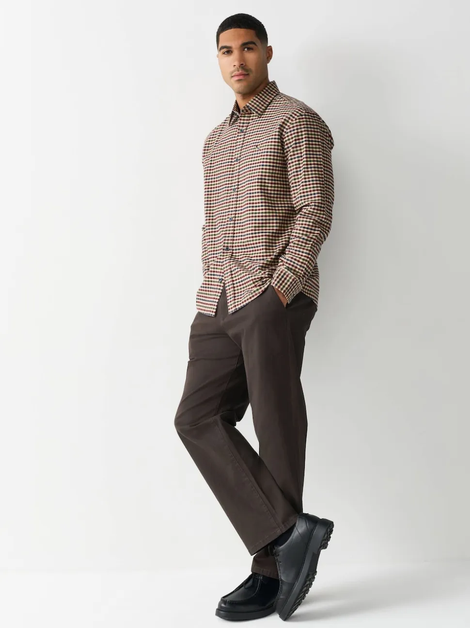 Brown Relaxed Fit Stretch Chinos Trousers