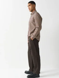 Brown Relaxed Fit Stretch Chinos Trousers