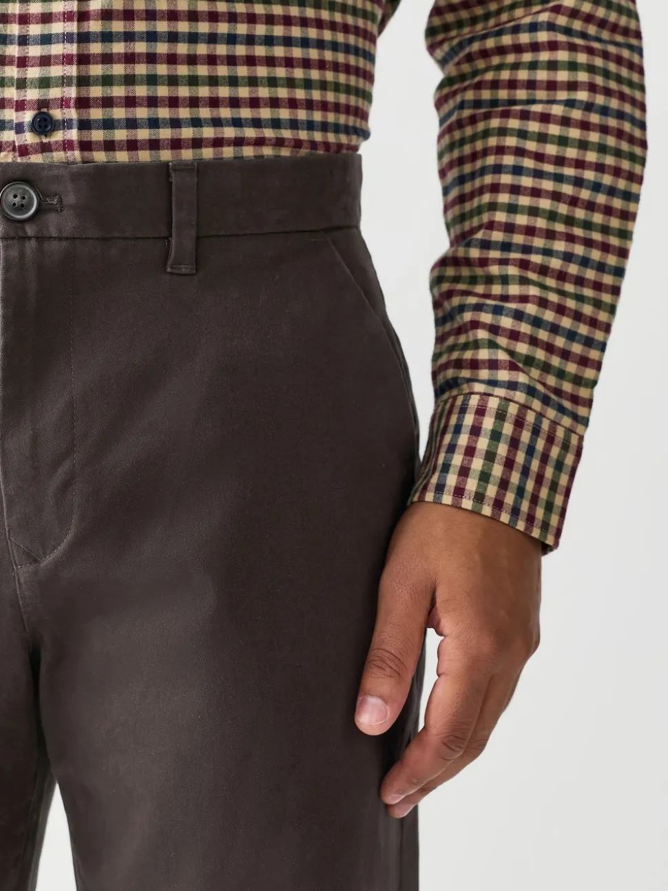 Brown Relaxed Fit Stretch Chinos Trousers