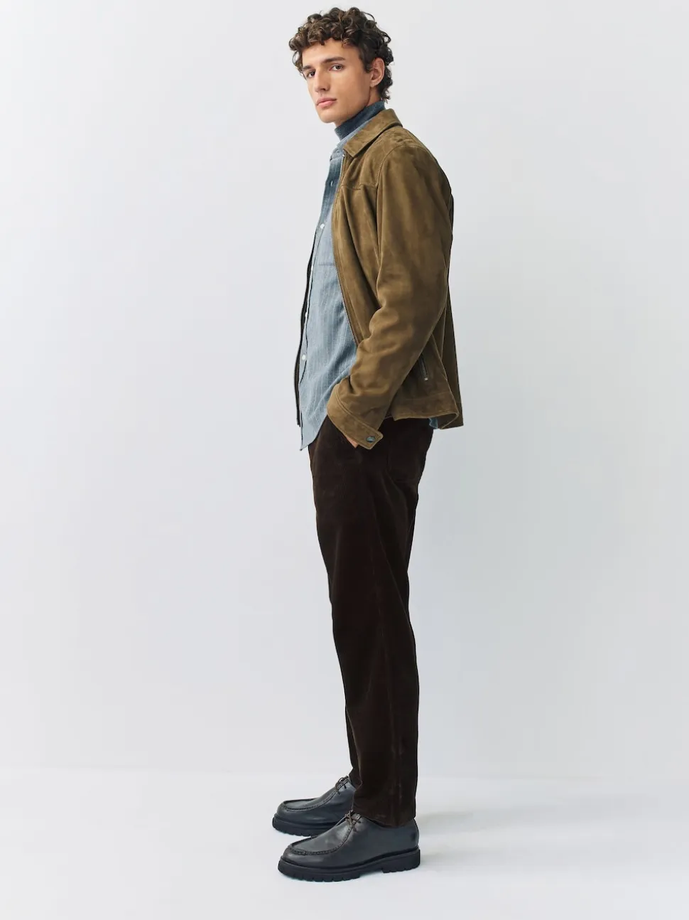 Brown Relaxed Tapered Fit Corduroy Joggers
