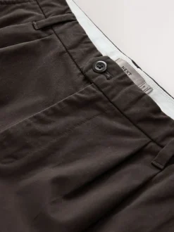 Brown Relaxed Tapered Fit Twin Pleated Stretch Chinos Trousers