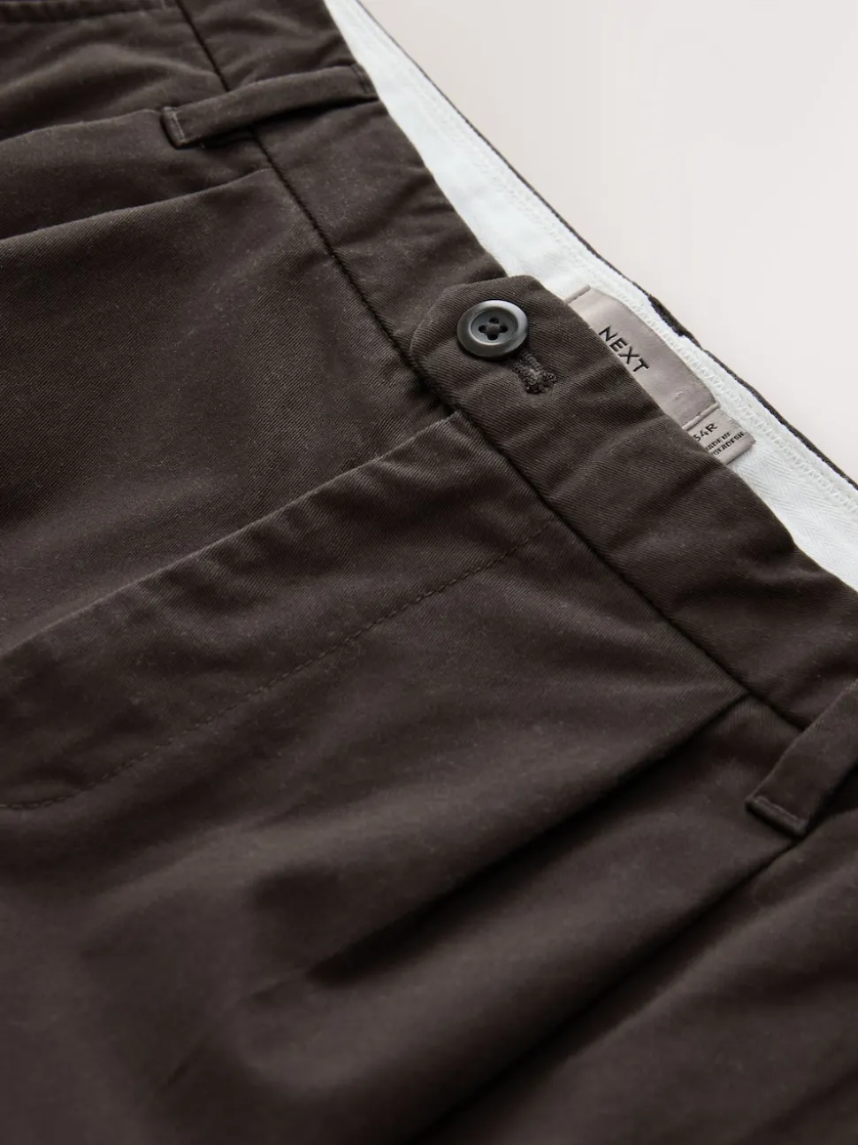 Brown Relaxed Tapered Fit Twin Pleated Stretch Chinos Trousers