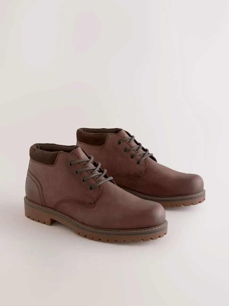 Brown Rugged Leather Ankle Boots