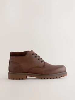 Brown Rugged Leather Ankle Boots