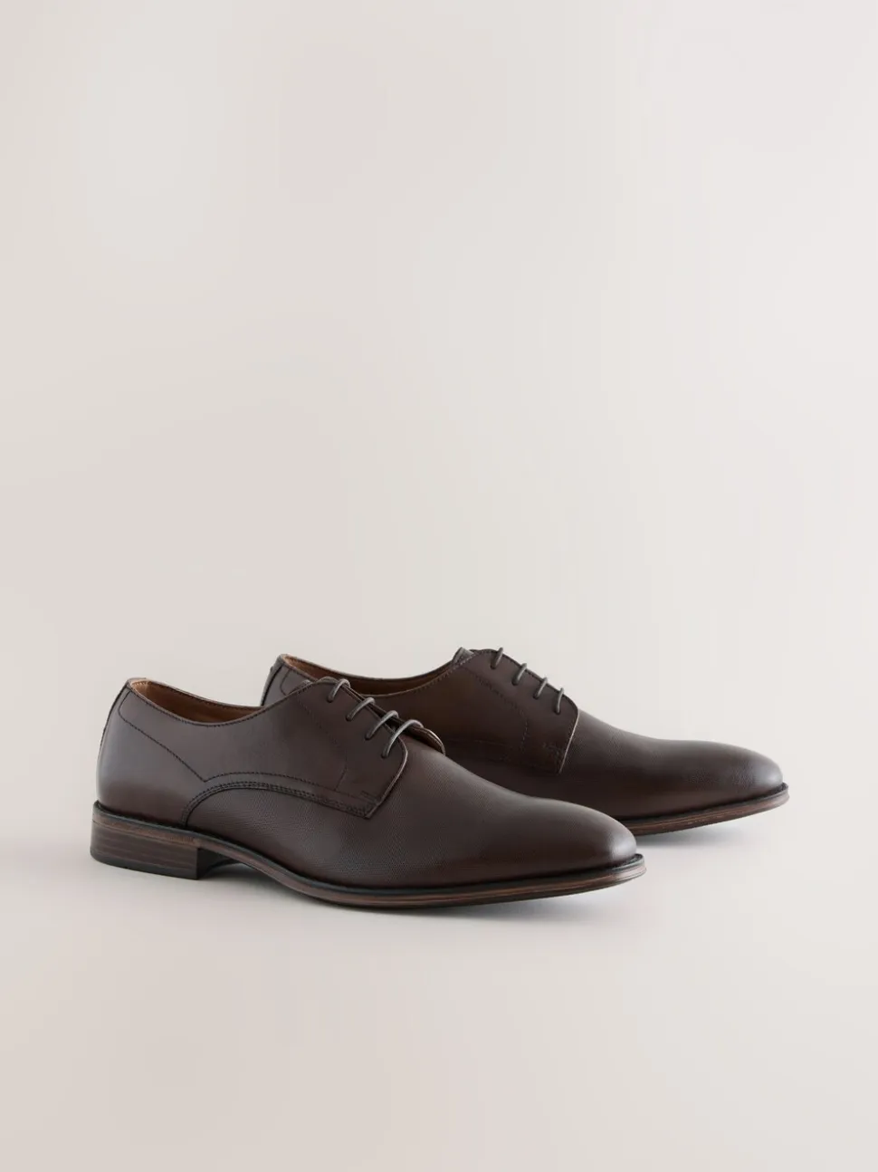 Brown Saffiano Leather Derby Shoes