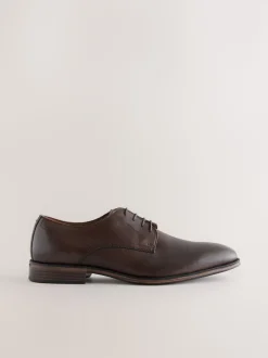 Brown Saffiano Leather Derby Shoes