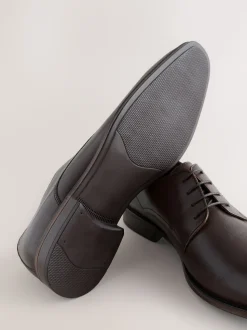 Brown Saffiano Leather Derby Shoes