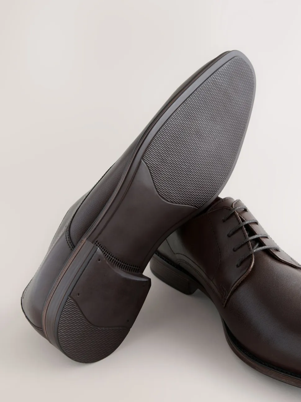 Brown Saffiano Leather Derby Shoes
