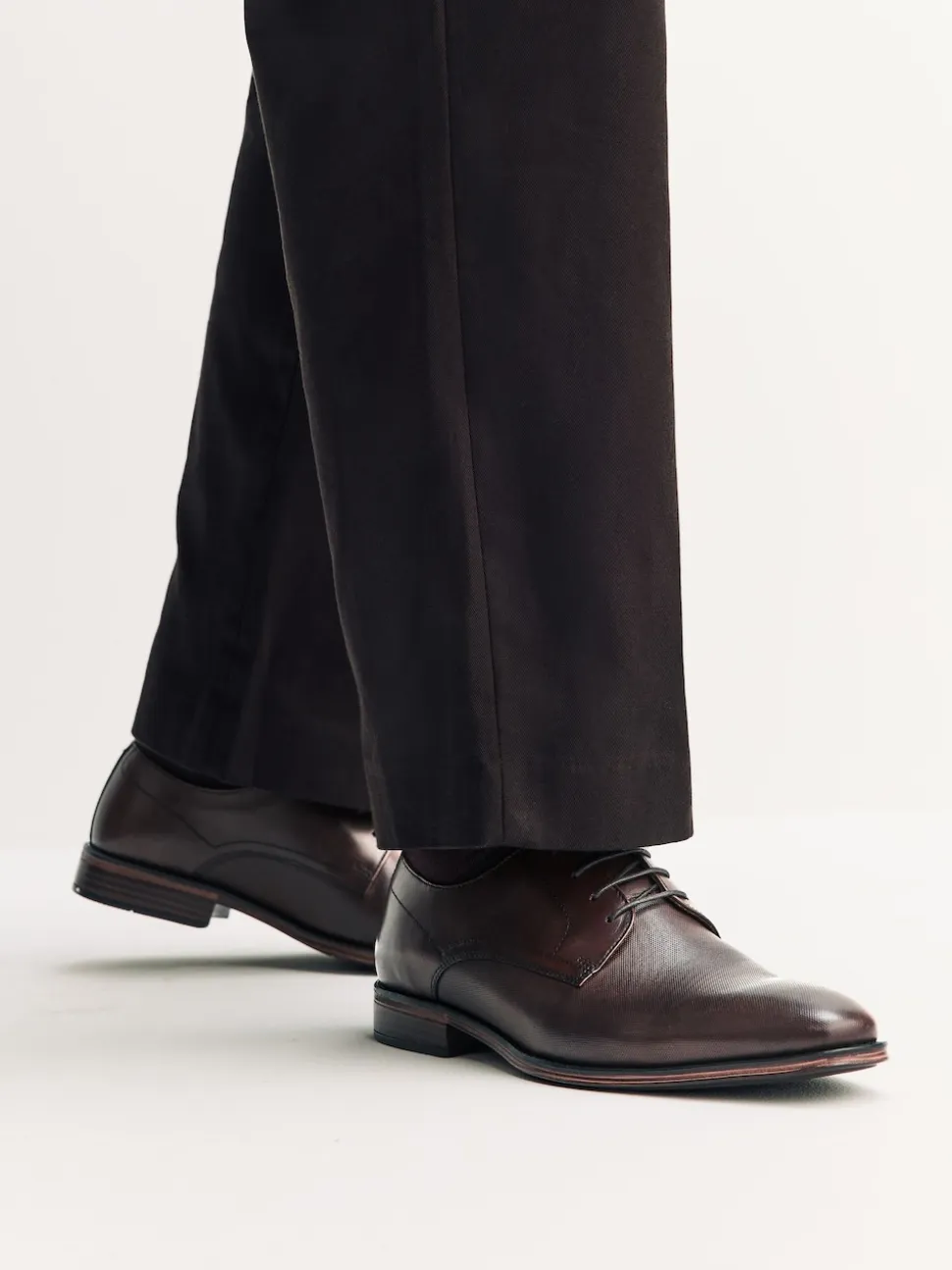 Brown Saffiano Leather Derby Shoes