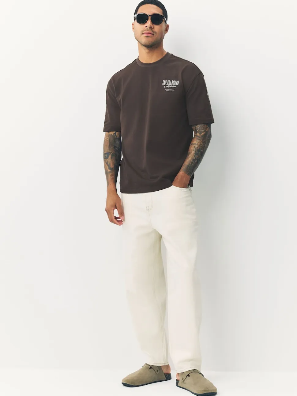 Brown San Francisco Relaxed Fit Graphic Print Heavy Weight T-Shirt
