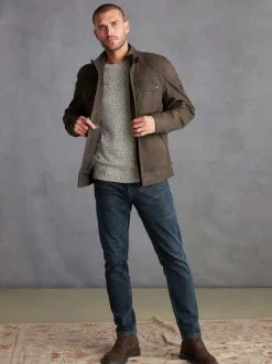 Brown Signature Four Pocket Leather Biker Jacket
