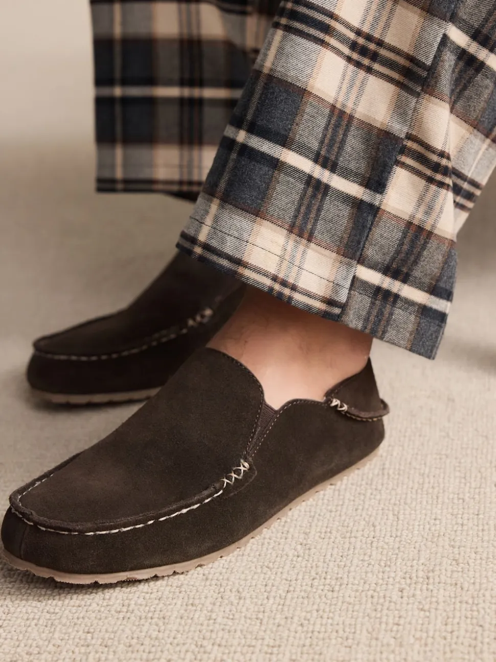 Brown Signature Kickdown Suede Moccasin Slippers