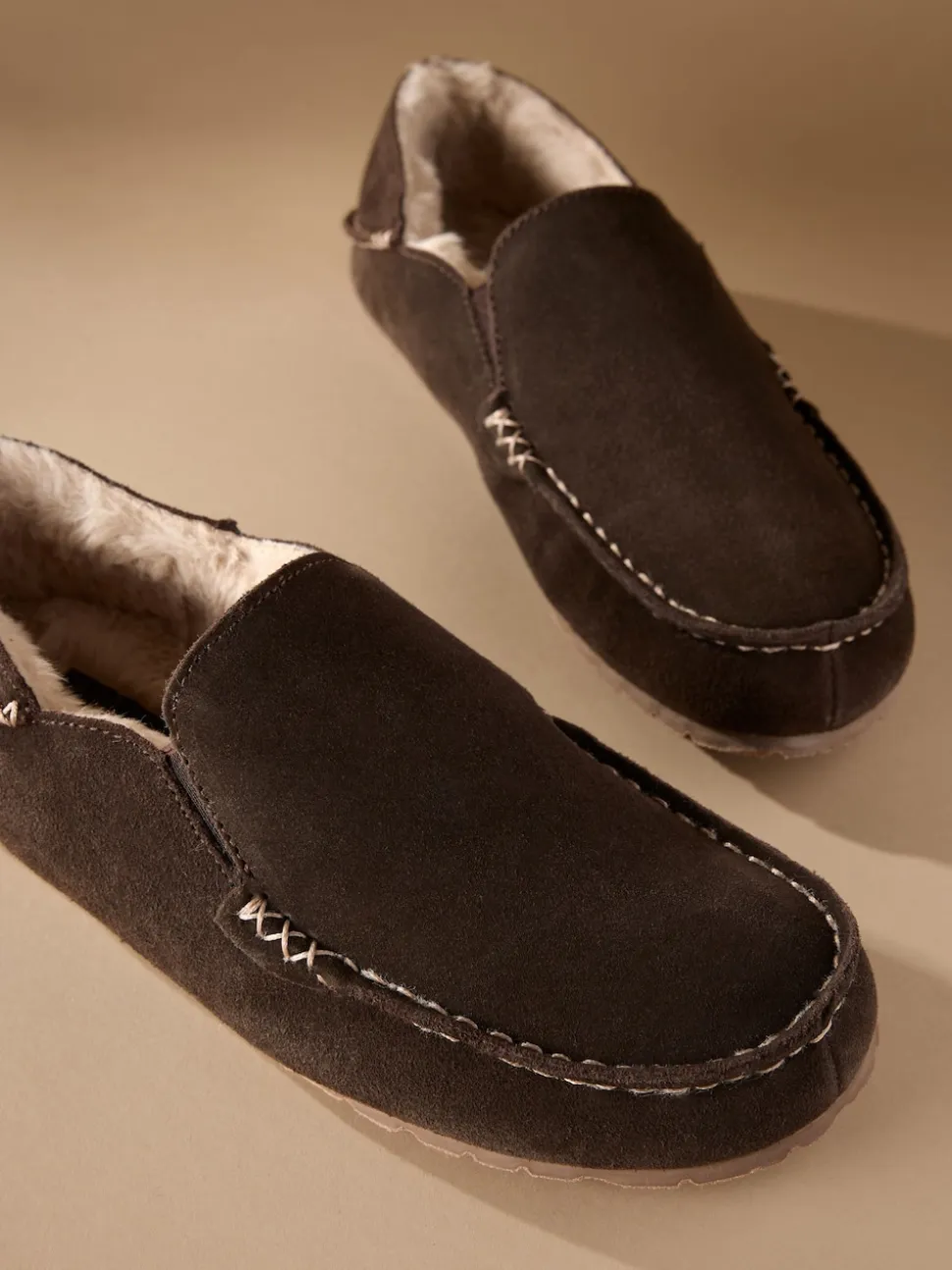 Brown Signature Kickdown Suede Moccasin Slippers