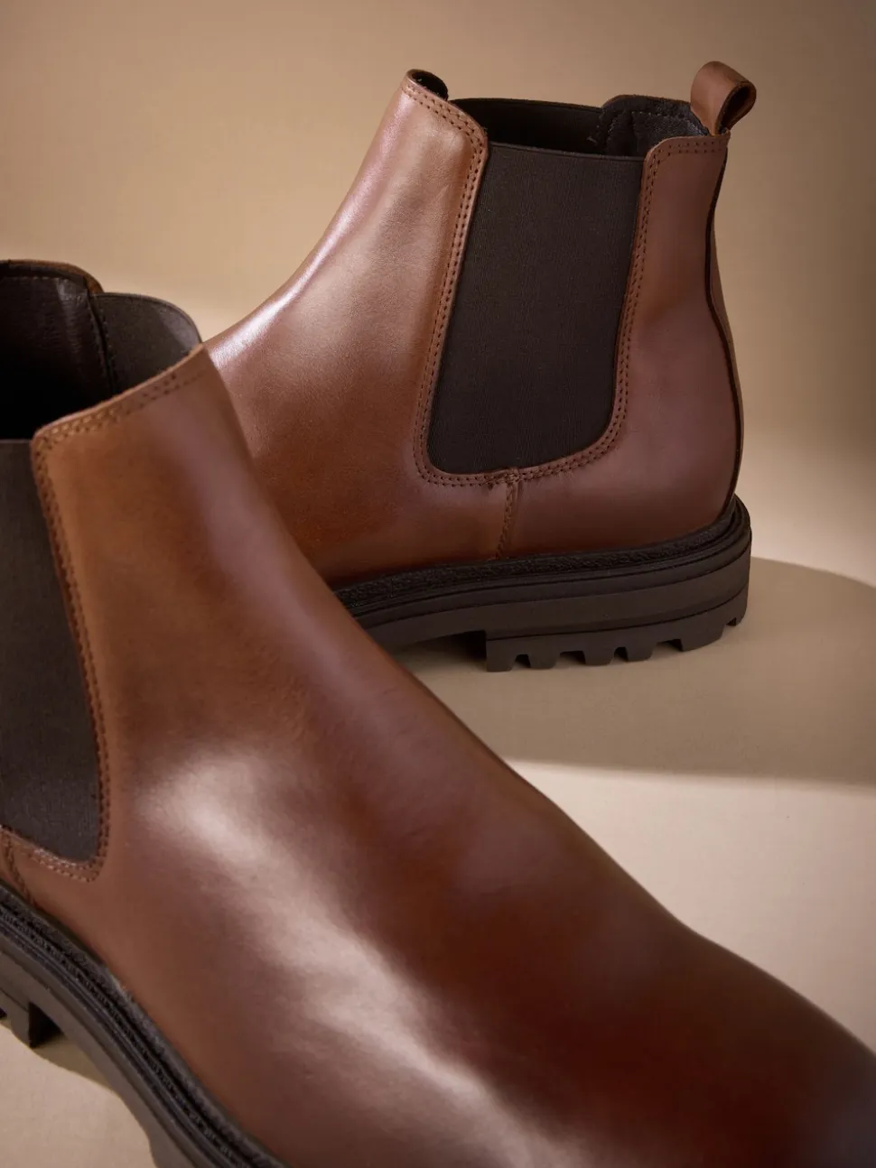 Brown Signature Leather Chelsea Boots
