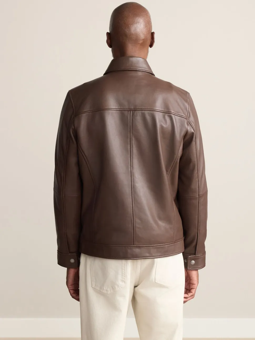 Brown Signature Leather Collared Jacket