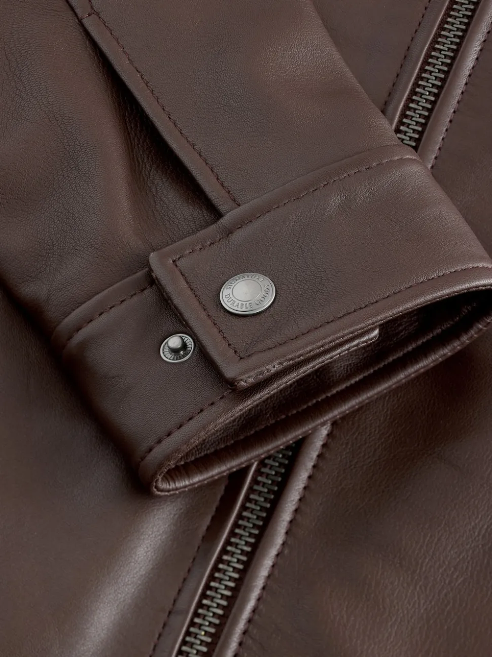 Brown Signature Leather Collared Jacket