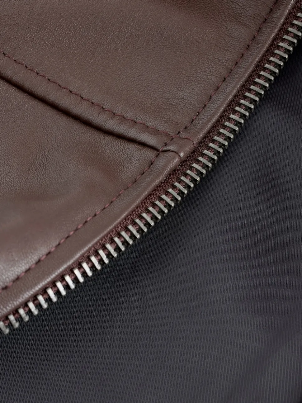 Brown Signature Leather Collared Jacket